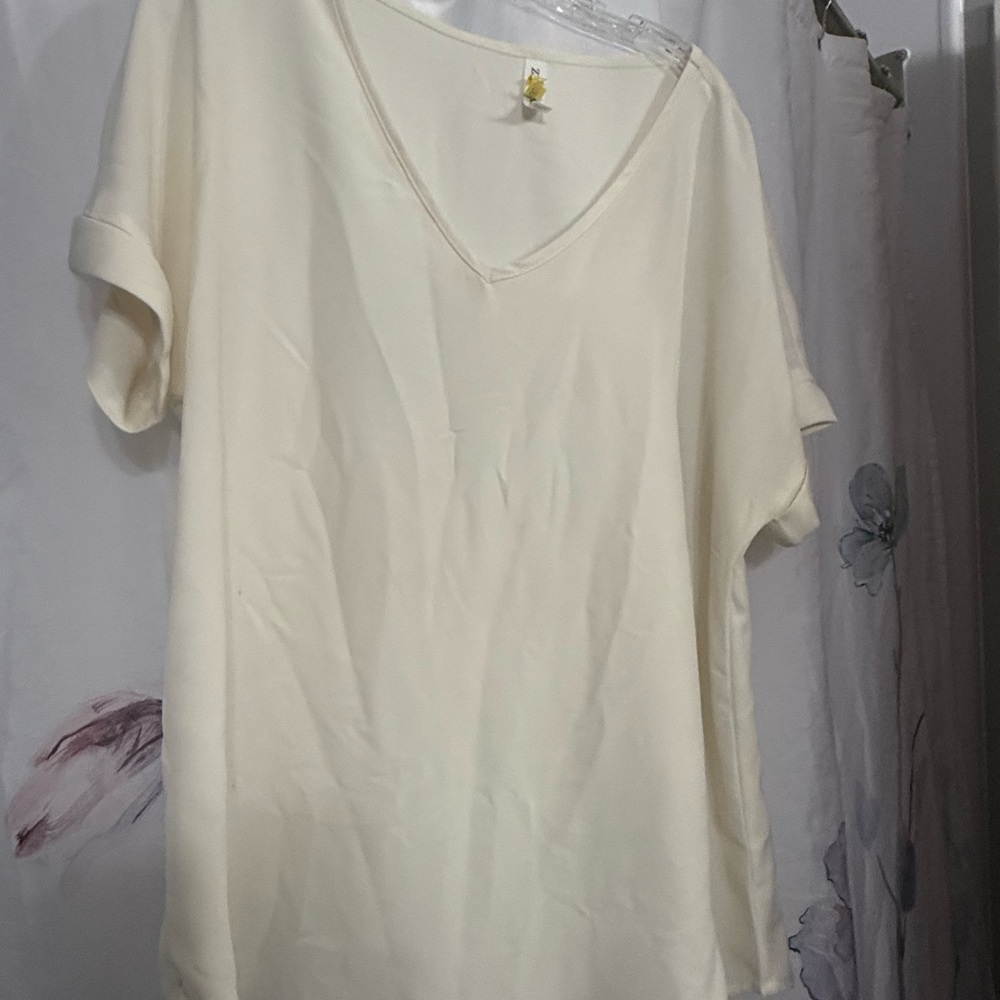 Cream V-Neck Women's Top